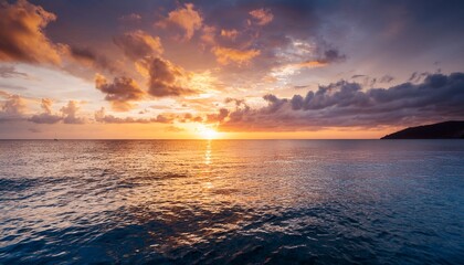 Fototapeta premium peaceful closeup sea and majestic sky sunset scene stunning scenery of nature travel tourism idea for summer vacations