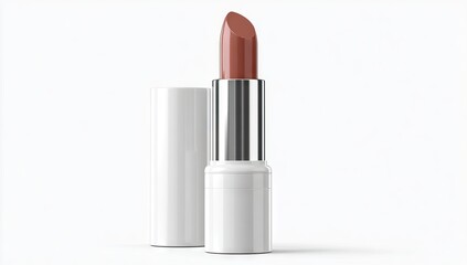A light beige lipstick in a white plastic tube, angled view