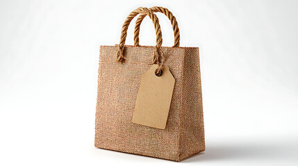 Natural burlap gift bag with rope handles and blank tag burlap bag tote bag