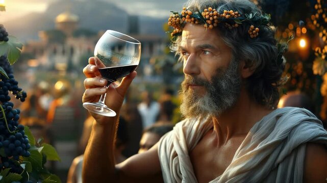 Story Dionysus: Greek god, nature's vitality, winemaking patron, sacred revelry, theater's origin, ecstasy's spirit, divine force, youthful energy, religious inspiration, fruitful harvest.