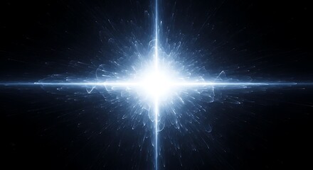 Abstract bright glowing light burst on black background