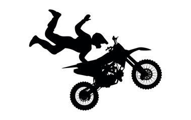 Extreme Motocross Stunt Silhouette Jumping in the Sky