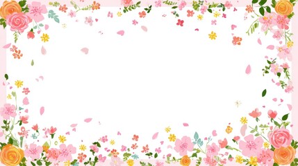 Delicate floral border design with scattered petals.