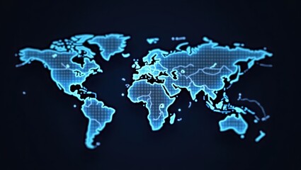 Digital Globe Map with Glowing Blue Lines and Dots Representing Global Connections