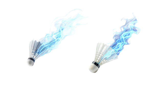 Shuttlecock with Blue Flame on transparent background png