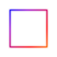 Square neon colorful blue, pink, and red gradient on a transparent background 
