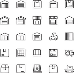 Warehouse and Logistics Line Icon Set