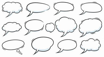 Fototapeta premium Inspire creative conversations with versatile cartoon speech bubbles, perfect for adding engaging dialogue to your designs and presentations for comic strips or social media content