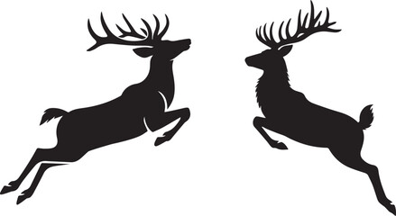Wild Deer Silhouette Vector | Antler Animal Wildlife Clipart