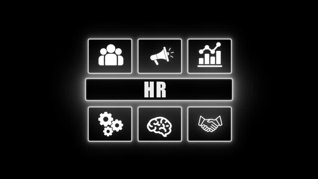 Collaboration Icons in Futuristic Style for Modern HR, Recruitment, Employee Engagement, and Workforce Strategy Visualization