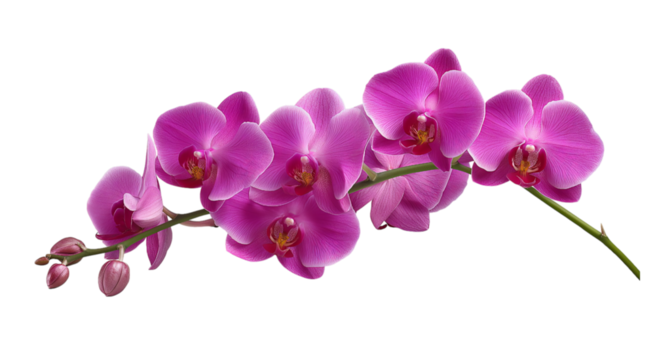 Cute purple orchid flowers isolated on a transparent background in PNG format.