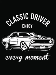 Classic Car T-Shirt Bundle &ndash; Vintage and Muscle Car Vector Set	
