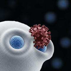 Microscopic View Of A Pathogen Attacking A Cell