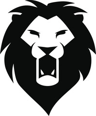 Lion head silhouette logo design in black bold style for tattoos emblems and animal graphics