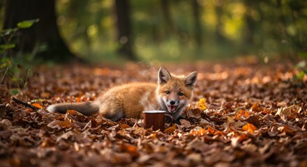 Fototapeta premium A playful fox cub