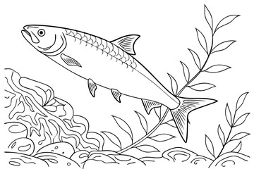 coloring page line art the milkfish black vector