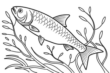 coloring page line art the milkfish black vector