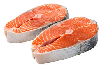 Fresh Raw Salmon Steaks Isolated on White