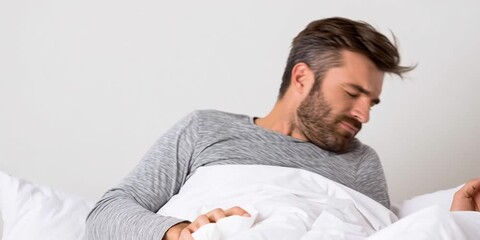 Sick day concept with a person at home wrapped in a blanket to feel better while suffering from an illness or ailment - home healthcare and sick time