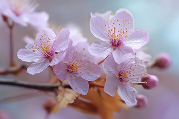 romantic defocused cherry tree blossoms  
