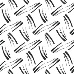 Vector illustration of a seamless zebra pattern with black and white stripes and feather decoration