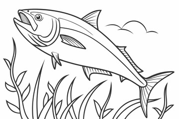 coloring page line art the jackfish black vector