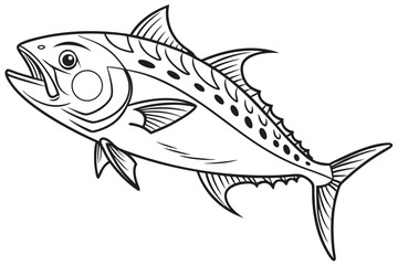 Fototapeta premium coloring page line art the jackfish black vector