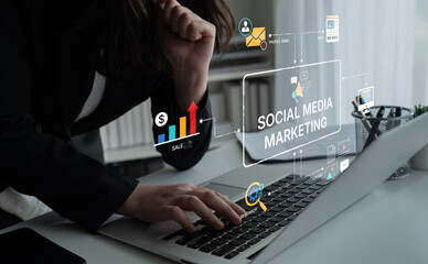 Social media marketing strategy with engagement metrics. Social marketing boosts media visibility....