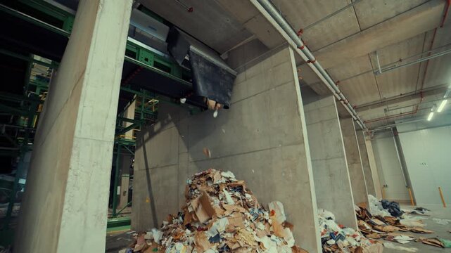 Piles of sorted waste forming at a waste sorting facility