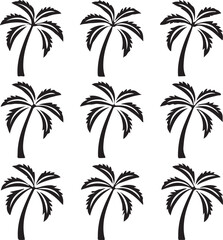 Obraz premium Set of black baobab tree silhouettes