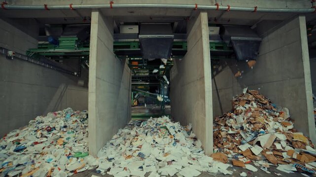 Piles of sorted waste forming at a waste sorting facility