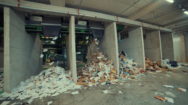 Piles of sorted waste forming at a waste sorting facility