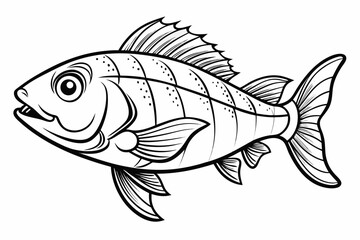coloring page line art the grunt fish black vector
