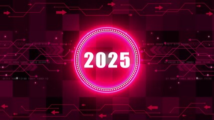 2025 text with screen effects of technological failures. Concept of counting years. New Year celebration. Future and futuristic technology concept. - Powered by Adobe