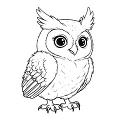 Owl Outline Line Art Drawing Vector