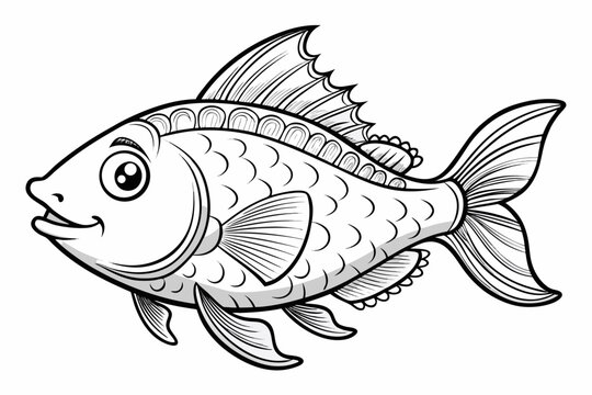 coloring page line art the grunt fish black vector