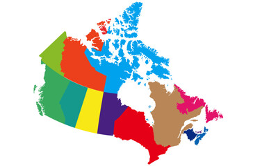 canada map, Administrative regions of Canada. Multicolored map . Vector illustration