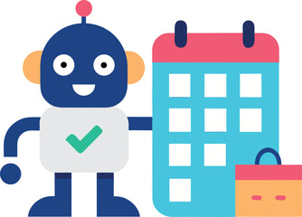 Happy Character Organizing Weekly Schedule