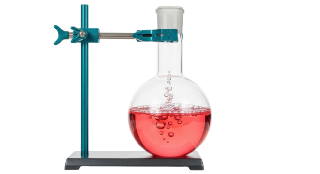 Isolated Chemistry Flask with Stand