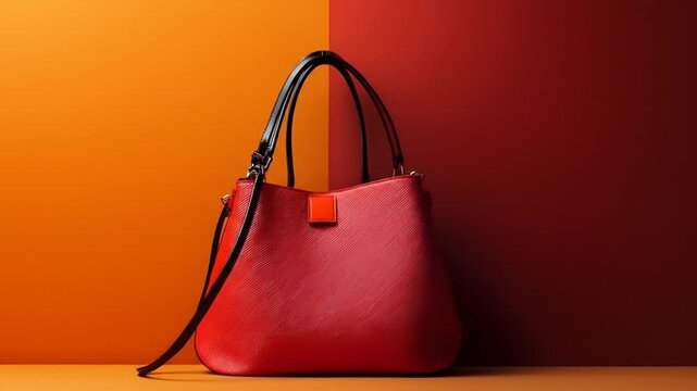 Red handbag on a two-toned background