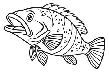 coloring page line art the grouper black vector
