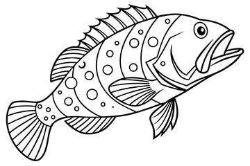 coloring page line art the grouper black vector