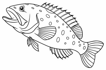 coloring page line art the grouper black vector
