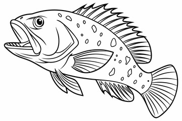 coloring page line art the grouper black vector