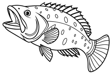 coloring page line art the grouper black vector