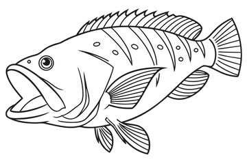 coloring page line art the grouper black vector