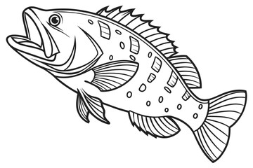 coloring page line art the grouper black vector