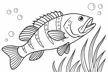coloring page line art the grouper black vector