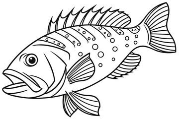 coloring page line art the grouper black vector
