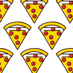 Seamless Pattern of Pizza on isolated white color background